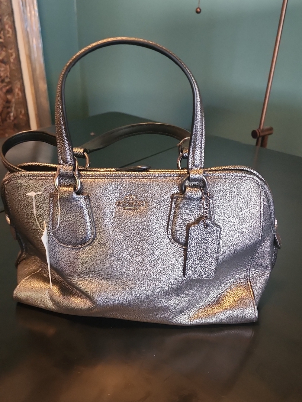 NWT Coach Nolita Satchel in Metallic Pebble Leather Gunmetal 35964